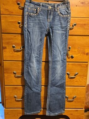 L.A. idol Blue Embellished Bootcut Jeans